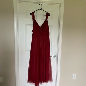 SHEIN Floor Length Strapless Red Gown